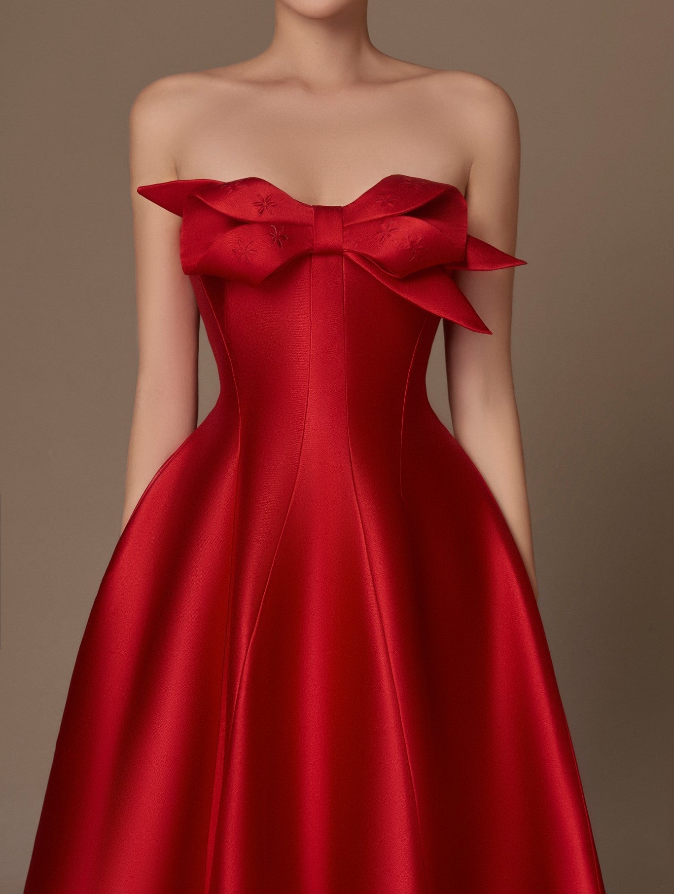 AMELIE | Red Midi Bow Dress - Cielie